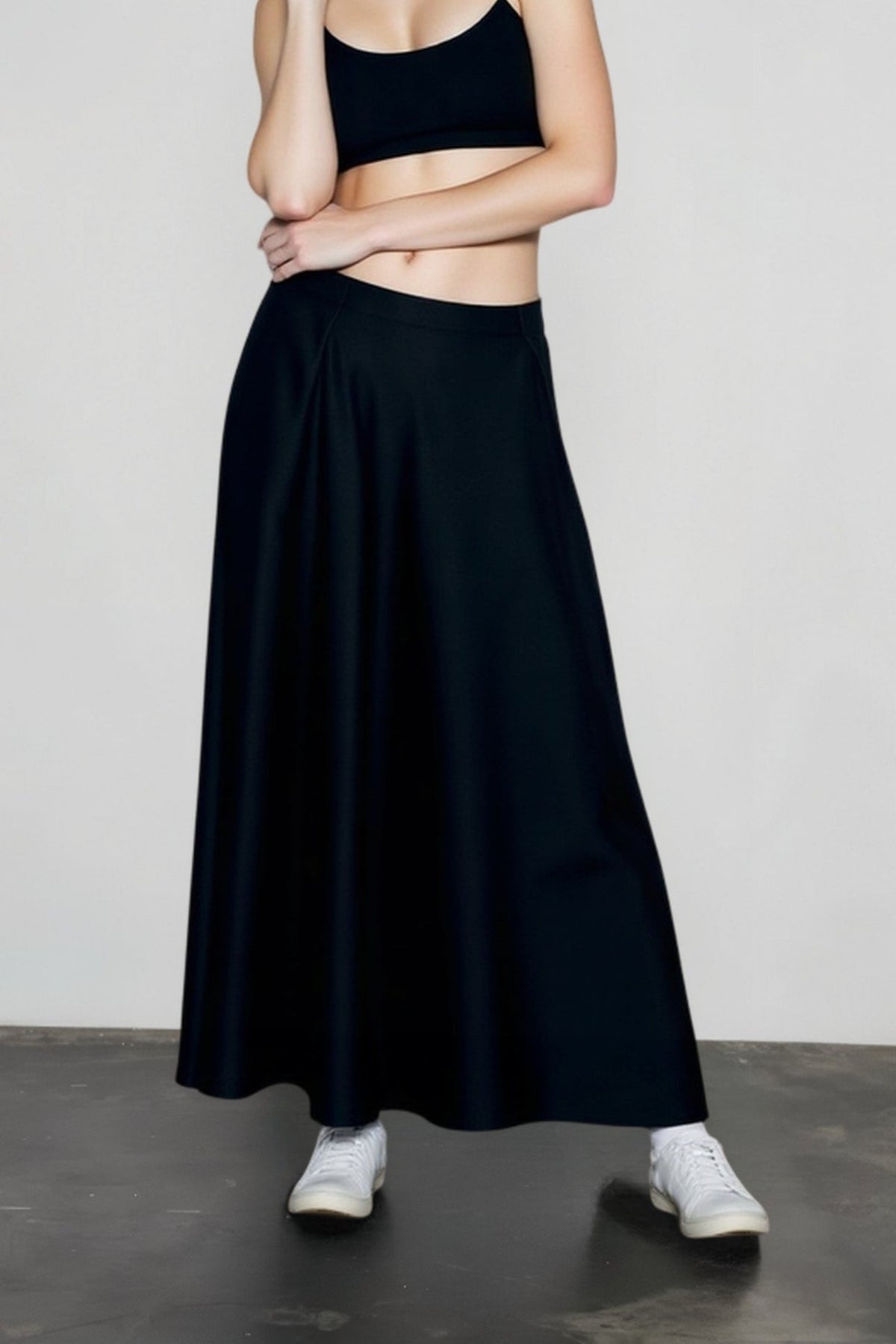 Satin High Waist Circle Maxi Skirt