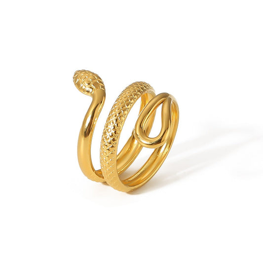 18K Gold Plated Hollow Snake Chain Ring