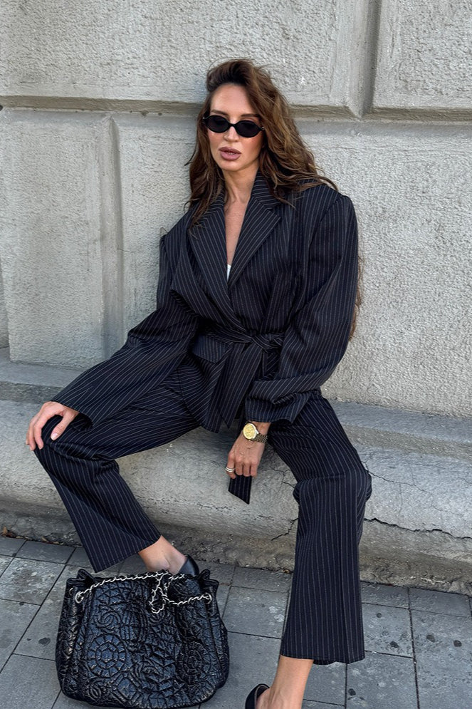 Longline Structured Two Piece Blazer Pants Set