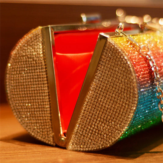 Bolso cruzado de moda con retales y correa de cadena