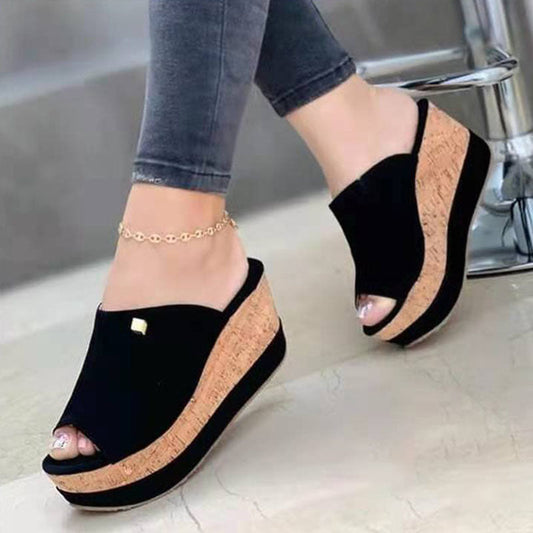 Zapatos de patchwork de moda con puntera abierta