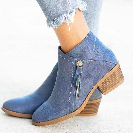 Zapatos Cómodos Puntiagudos Lisos con Retazos Casuales (Altura del Tacón 4 cm)