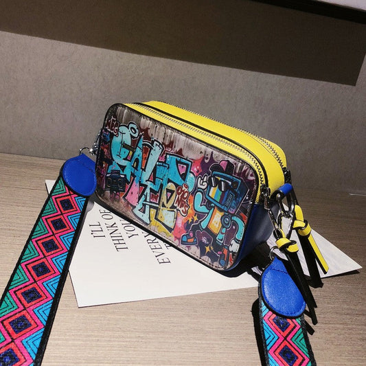 Bolsos casuales de retazos con grafiti