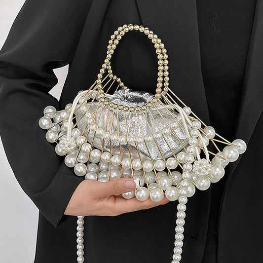 Bolsos casuales de retazos con perlas