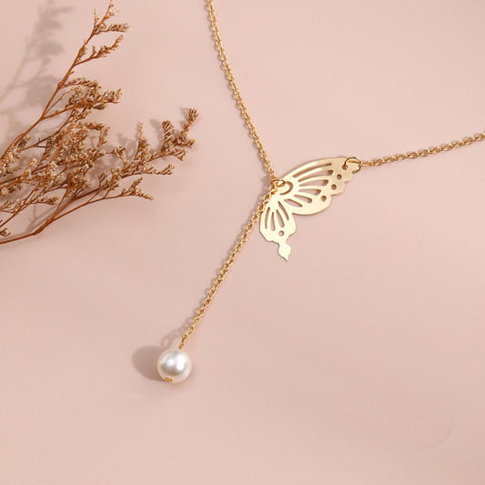 Collares Casuales Diarios de Perlas con Parches de Mariposa