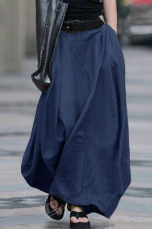 Pantalón Sencillo Casual Liso Sin Cinturón Suelto De Cintura Alta Tipo A Color Liso