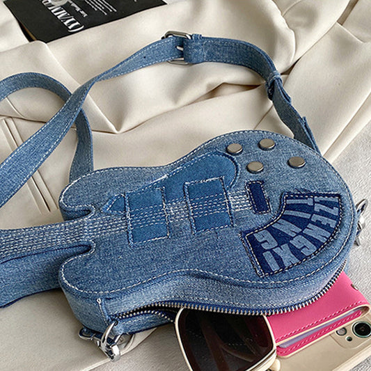 Bolso Mensajero Casual con Cremallera y Retazos de Violín
