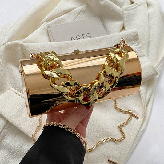 Bolsos casuales lisos con retazos y cadenas