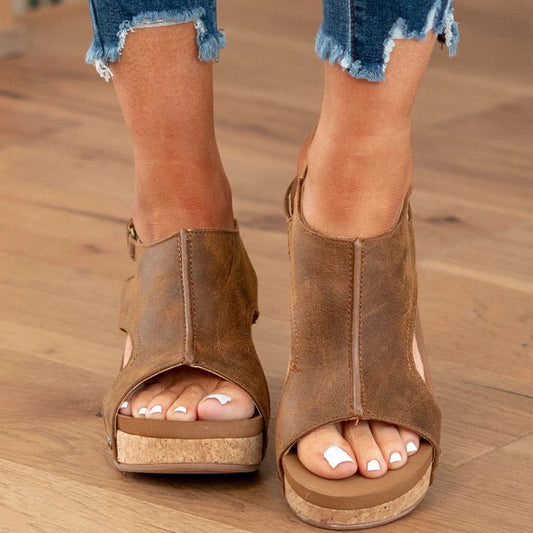 Zapatos de cuña abiertos casuales con retazos (8 colores)