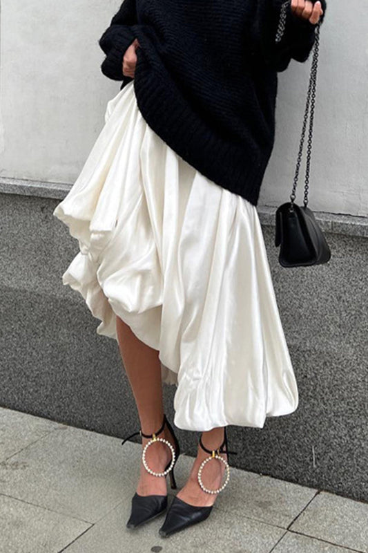 Pantalones lisos de color sólido con silueta en A de elegancia sencilla