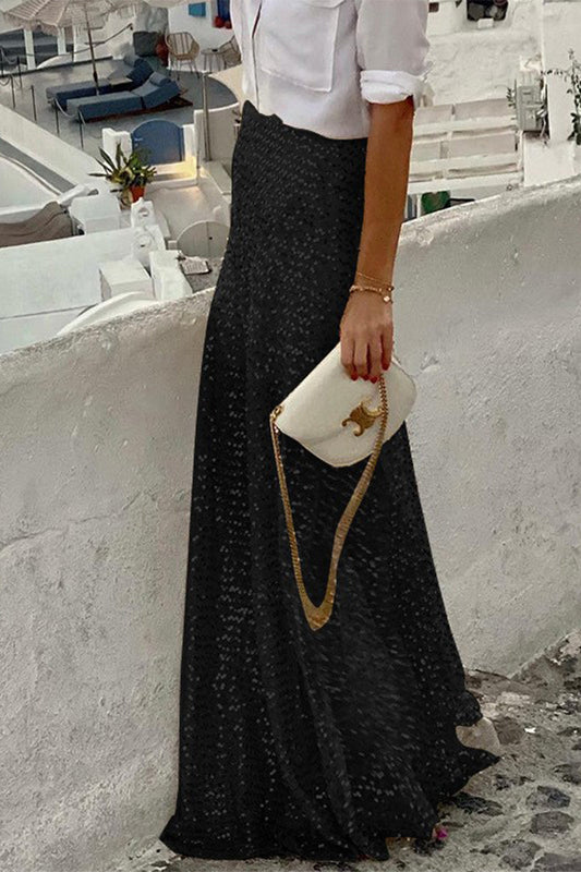 Elegantes pantalones de cintura alta con lentejuelas sólidas