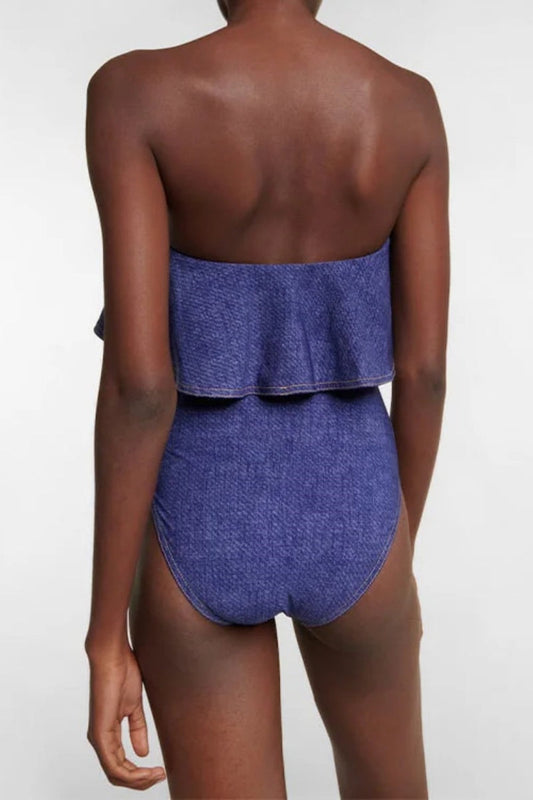 Trajes de baño sexis sólidos con retales y sin espalda (con relleno)