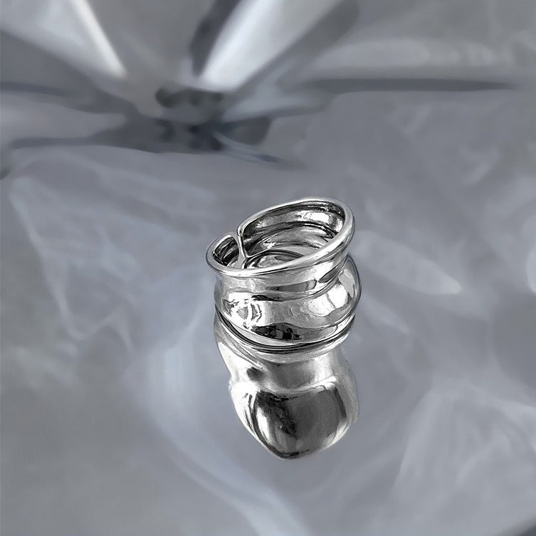 Vintage Textured Silver Open Index Ring