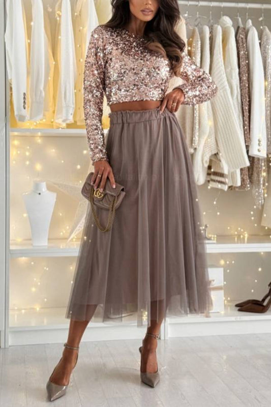 SALLY latte tulle skirt