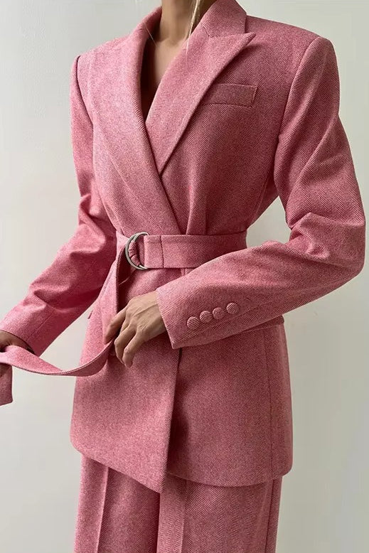Layered Corset Style Three Piece Blazer Pants Set