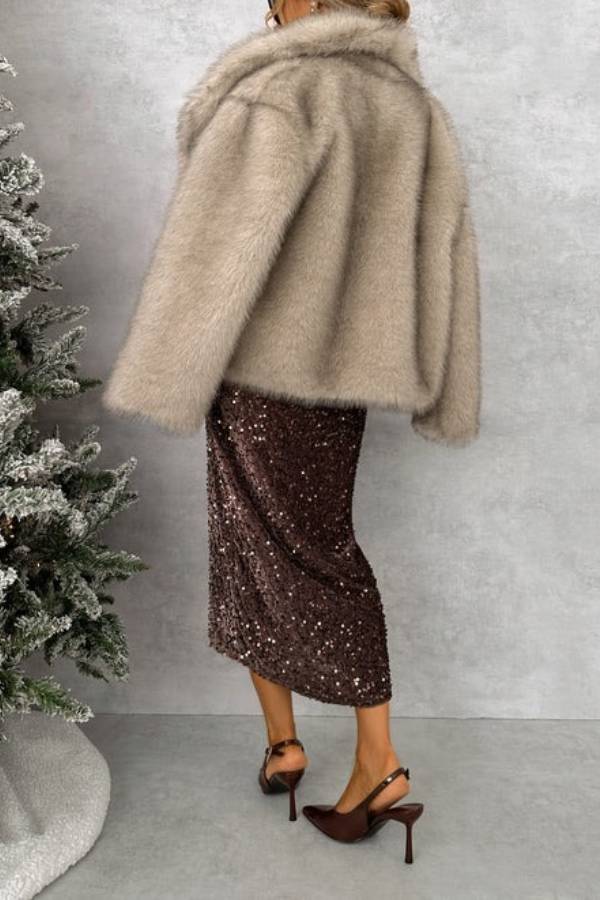 CHOCOLATE SEQUIN MIDI DRESS