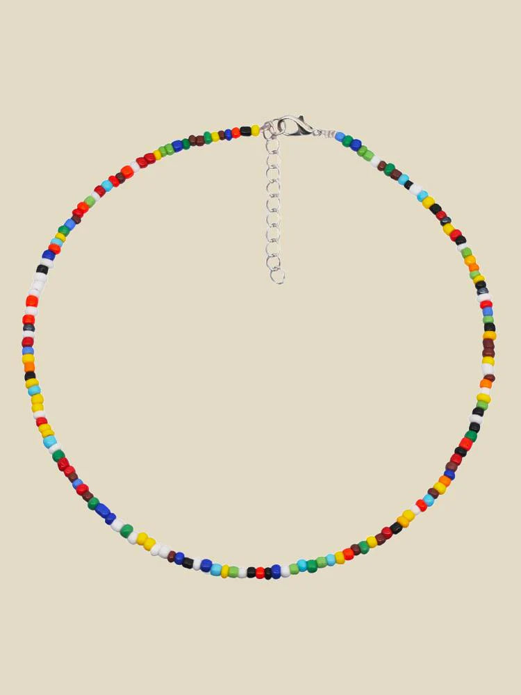 Sally Rainbow Millet Beads Pearl Necklace Set