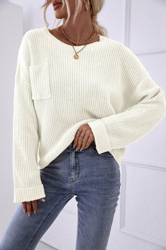 Pocket Oversized Knitted Pullover Sweater
