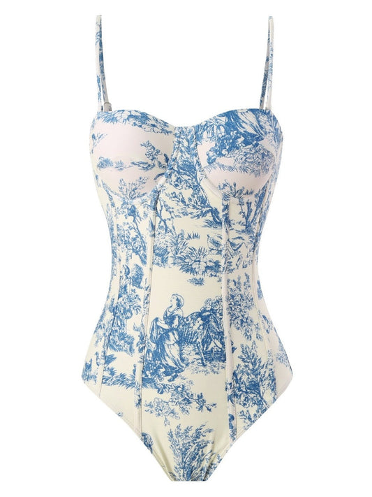 One-piece Swimsuit, Tight-fitting And Slimming, Retro-style Strappy