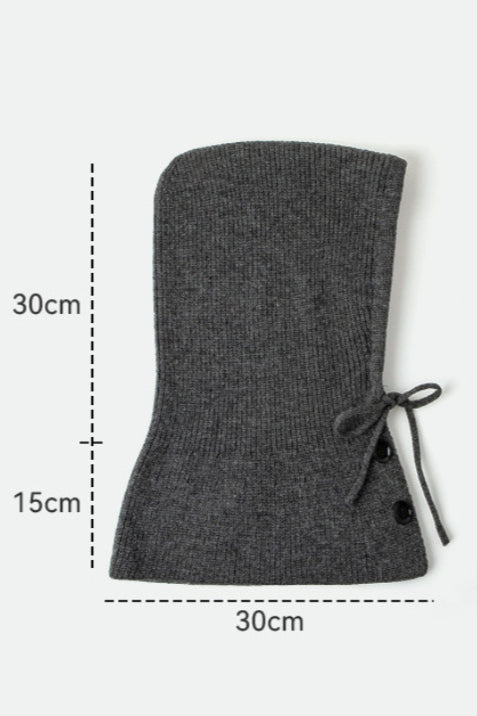 Thermal Knit Face Cover Hooded Scarf Hat