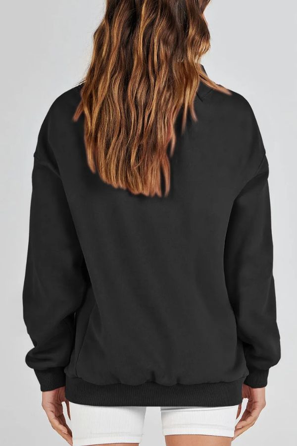 Women's Slit Mock Neck Oversized Sweatshirt