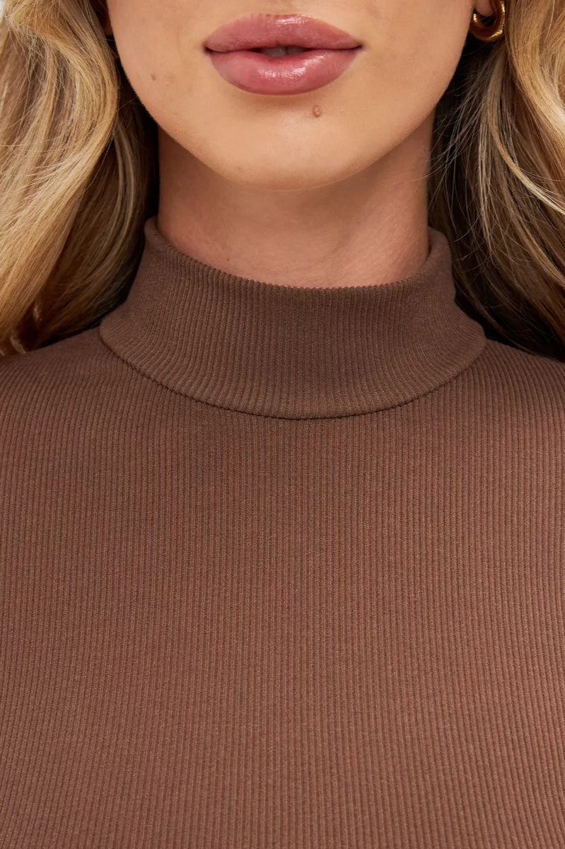 Ribbed Turtleneck Sweater Dress