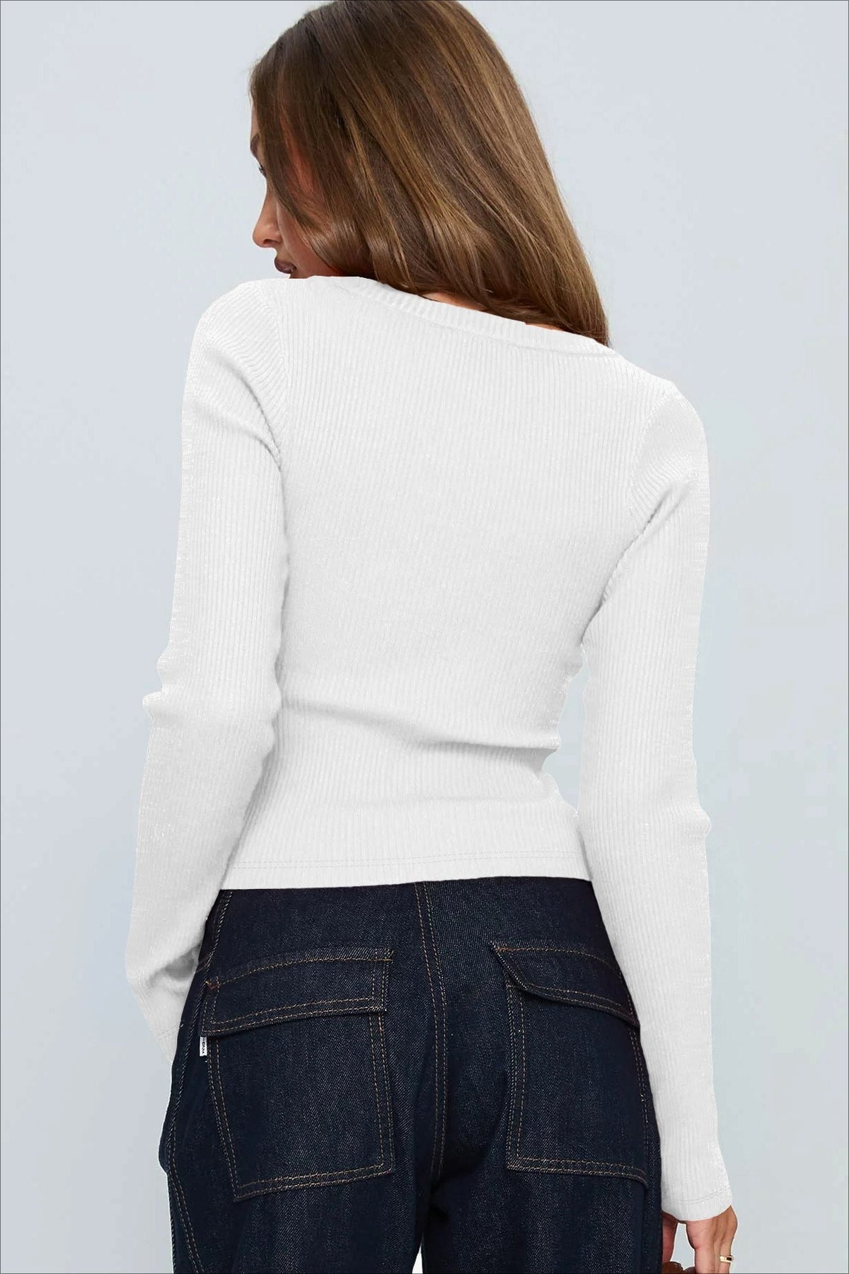 Ribbed V Neck Button Cardigan