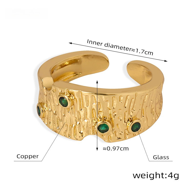 Vintage Style Copper Zirconia Open Ring