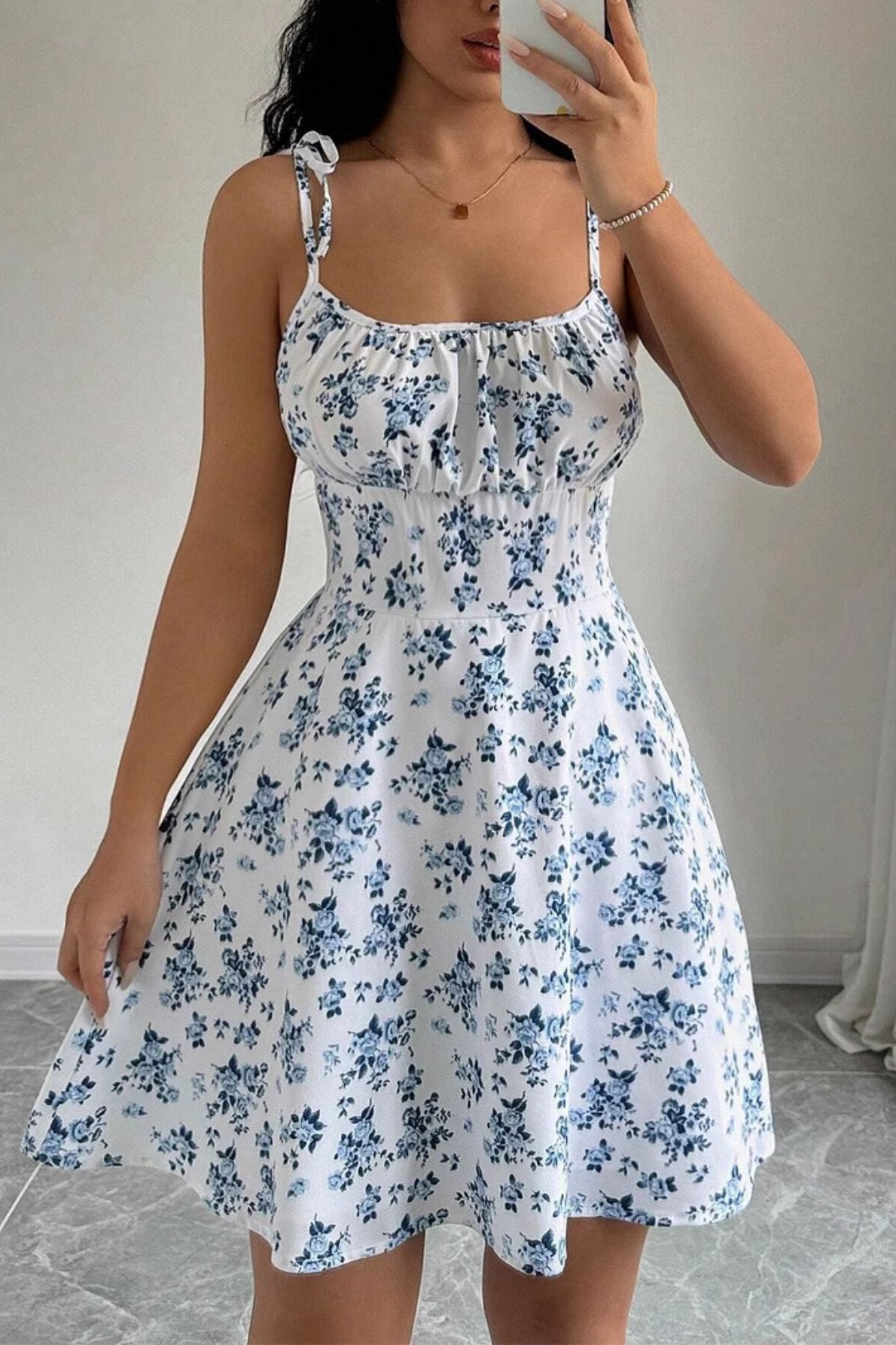 Corset Style Floral Mini Dress