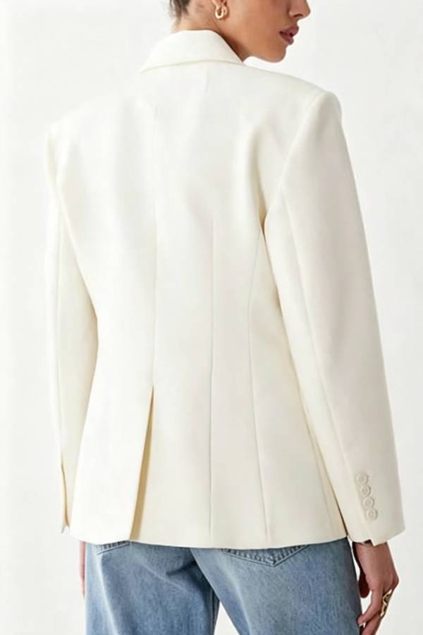 Special Type Button Up Long Sleeve Waisted Lapel Blazer