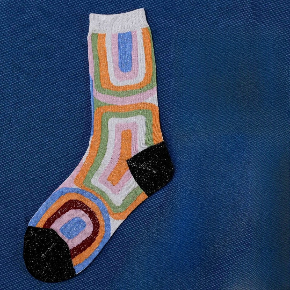 Two Tone Ribbed Cuff Crew Socks