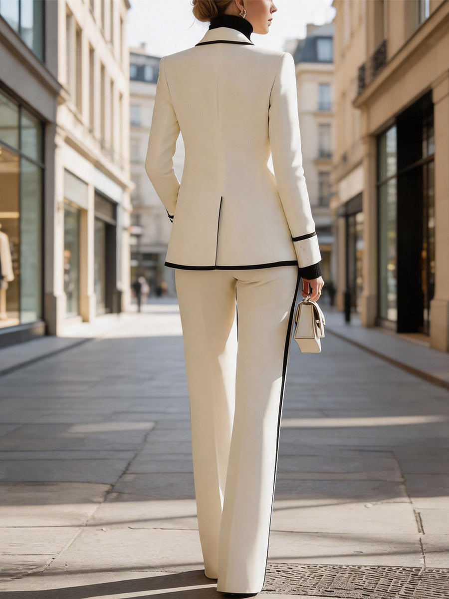 White Power Suit Set Business & Evening Outfit
