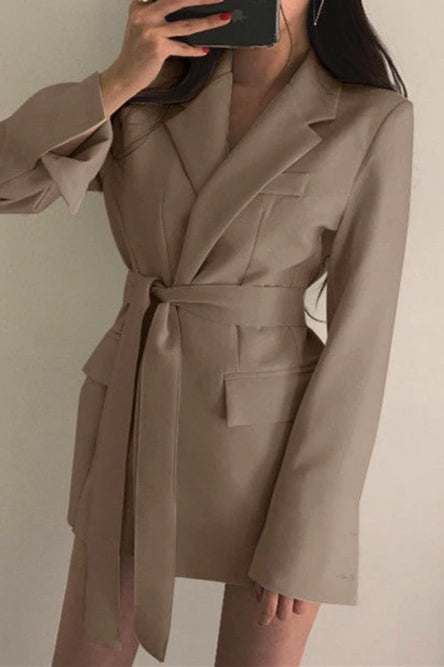 Belted Loose Fit Straight Blazer