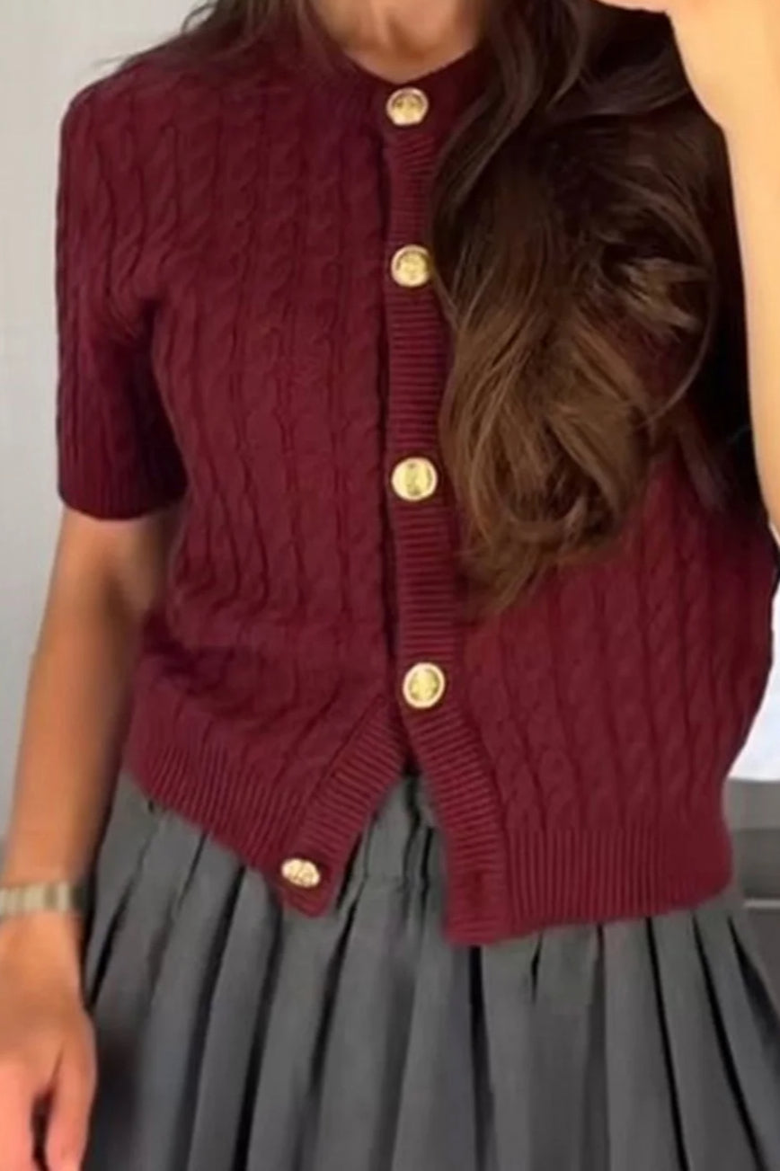 Striped Cable Knit Cardigan
