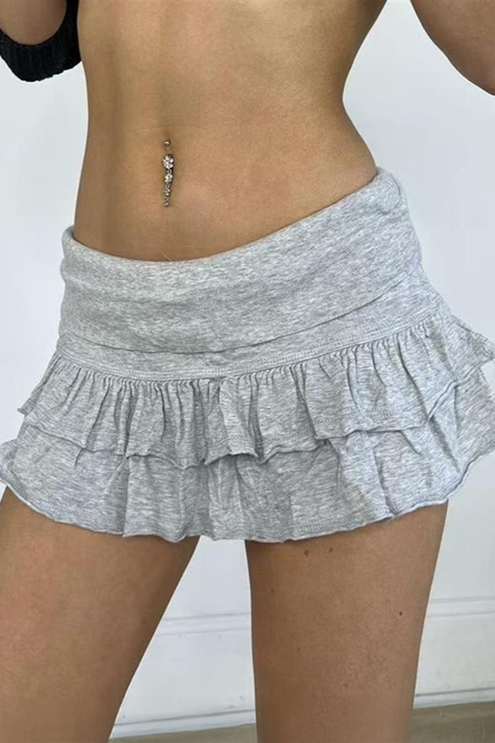Y2K Casual Solid Pleated Skirt