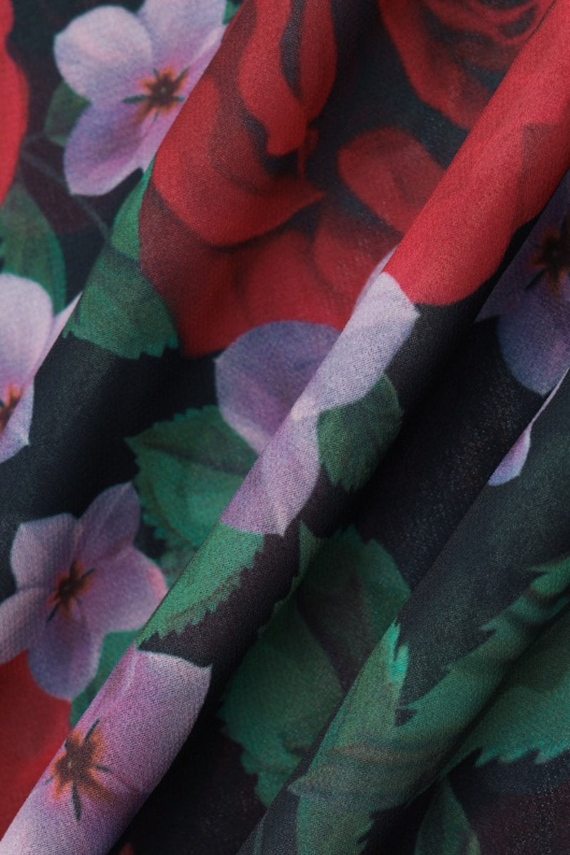 V Neck Printed Strap Slim Maxi Floral Dress