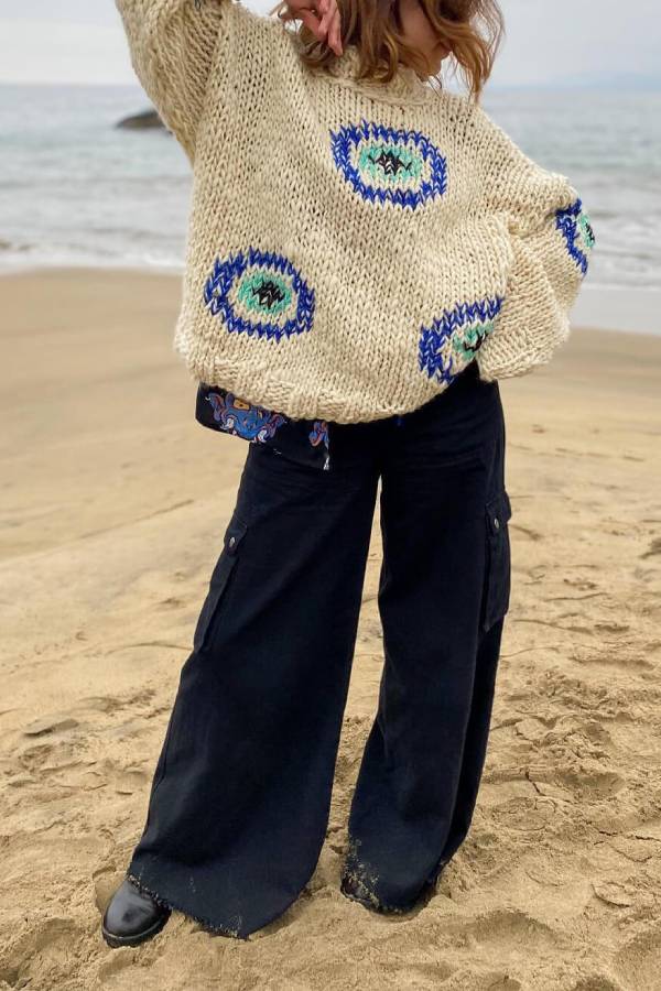 Casual Street Circle Pattern Loose Sweater
