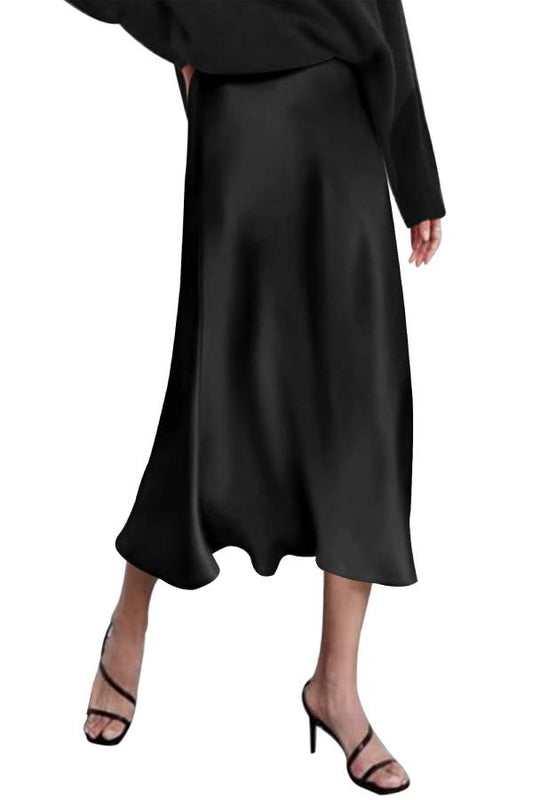 Satin midi skirt