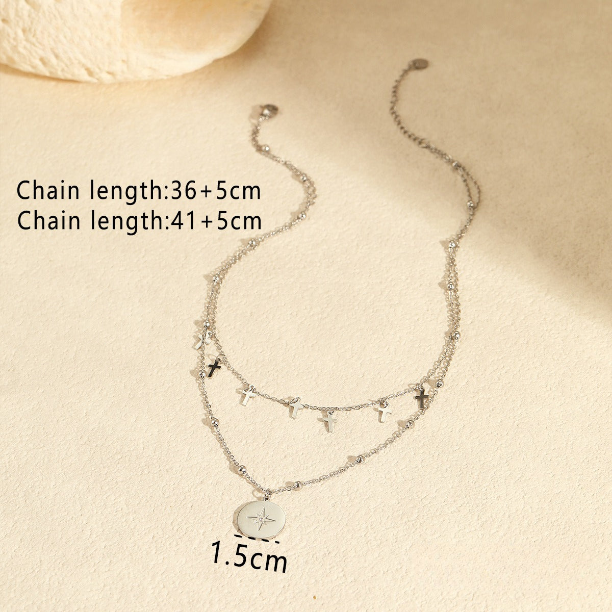 Vintage Double Strand Cross Pendant Necklace