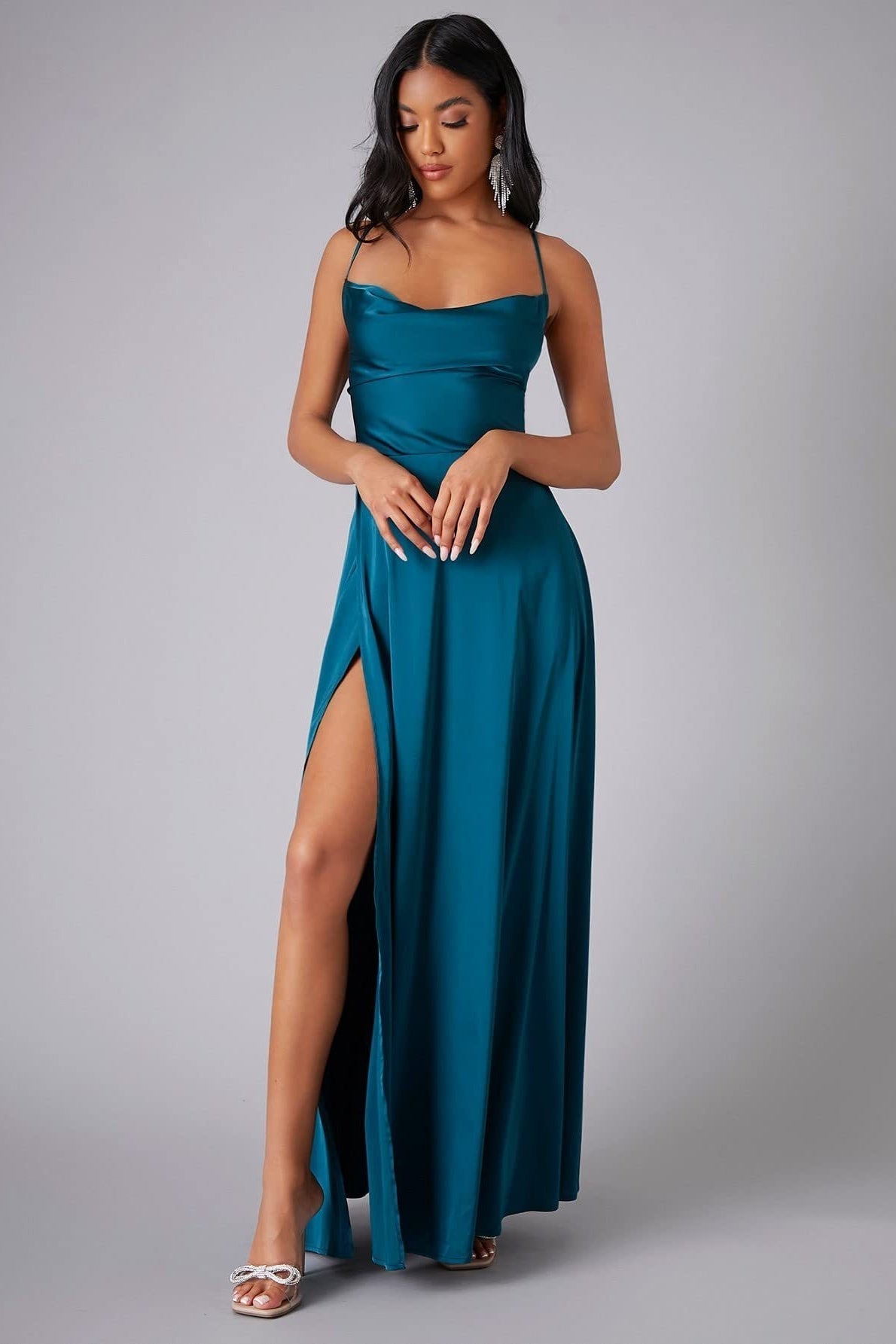 Elegant Spaghetti Strap Ruched Formal Dress