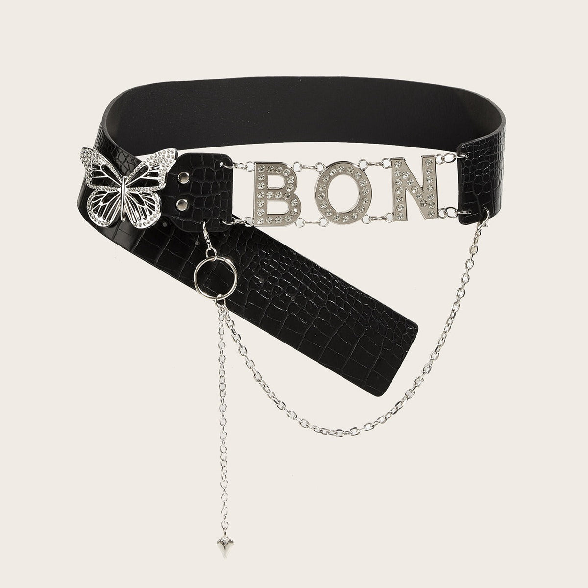 Vintage Leather Butterfly Buckle Belt
