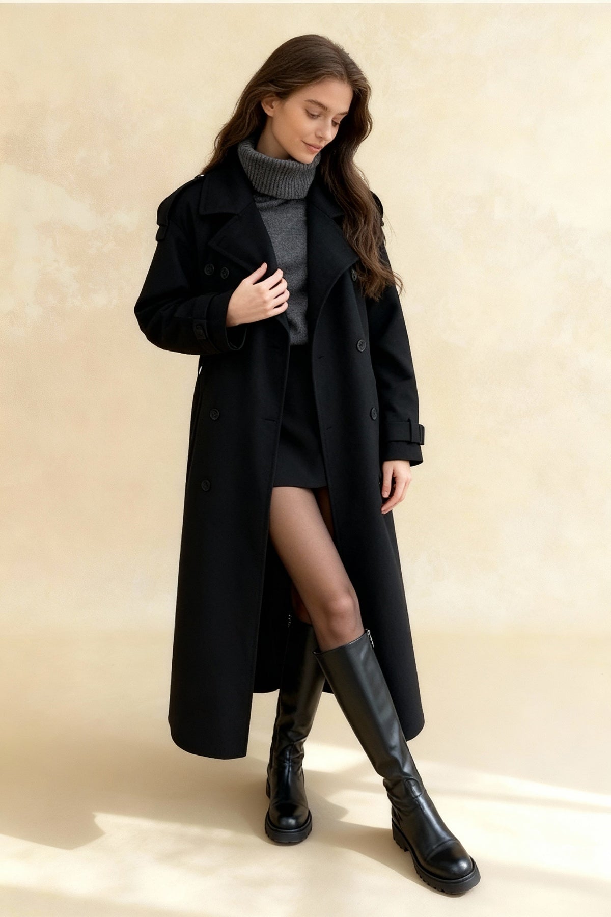 Thicken Double Button Lapel Coat