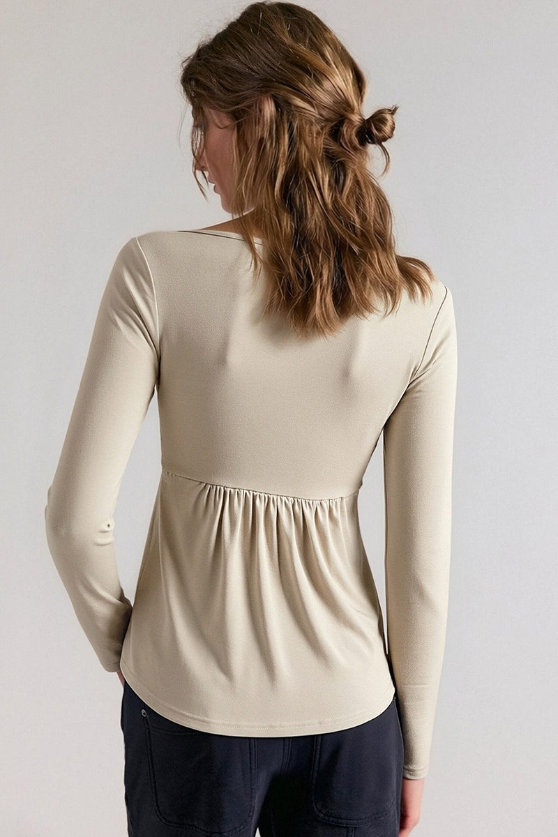V Neck Slim Fit Long Sleeve Tee
