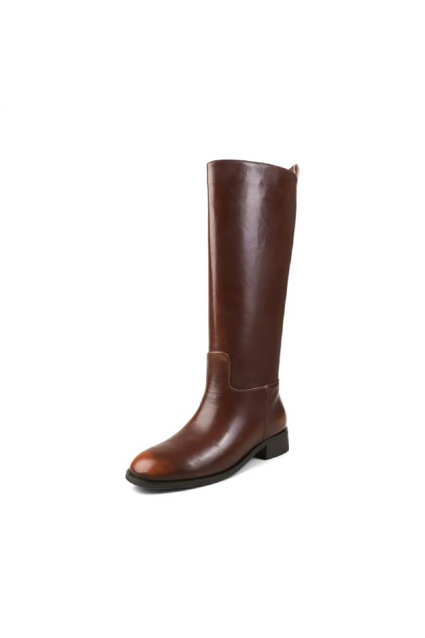 Simple leather knee-high boots