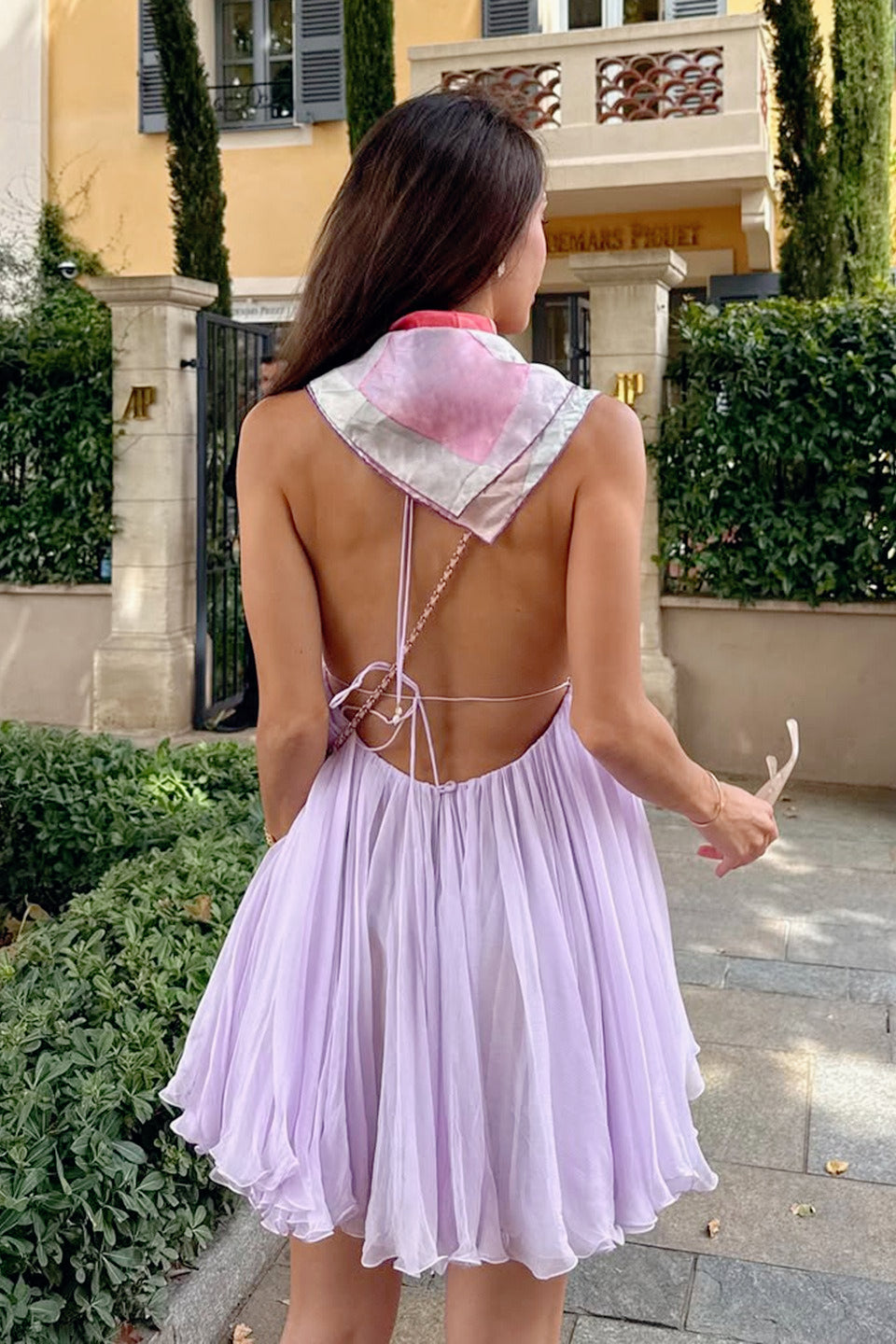 Tie Detail V-Neck Puff Birthday Dress