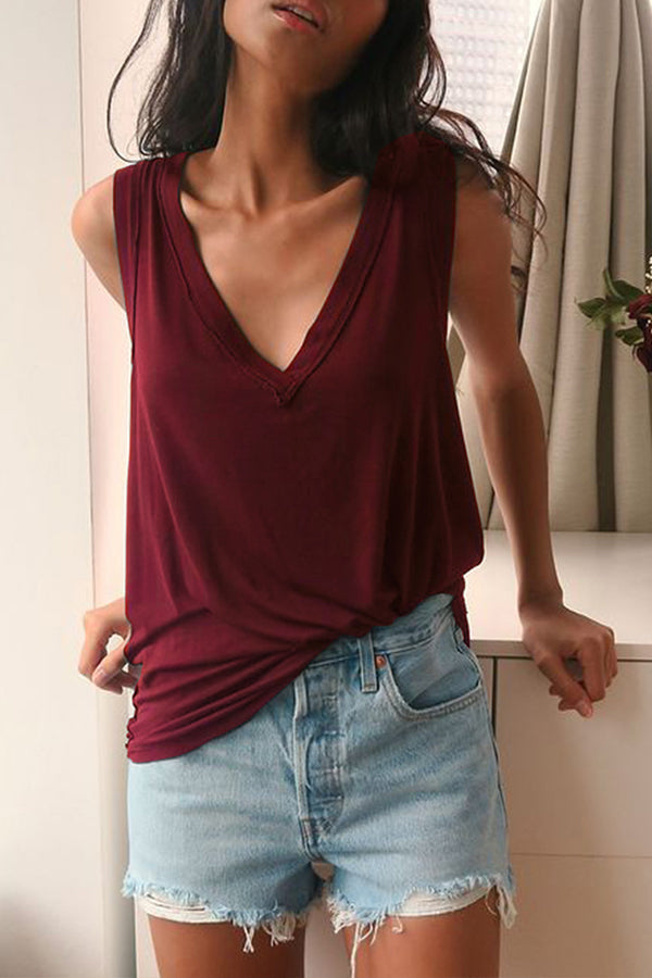 V-neck loose breathable and comfortable sleeveless top