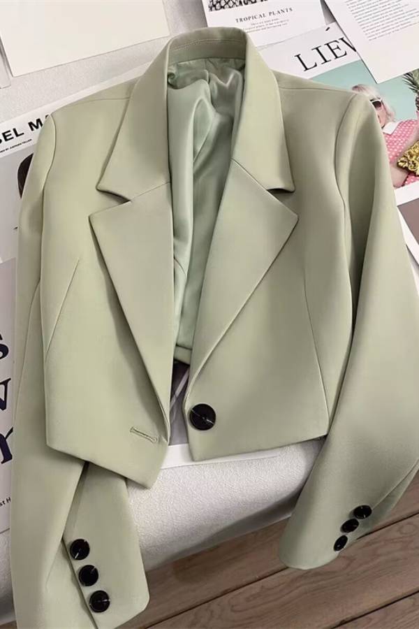 Multi‑Color Cropped Blazer Jacket