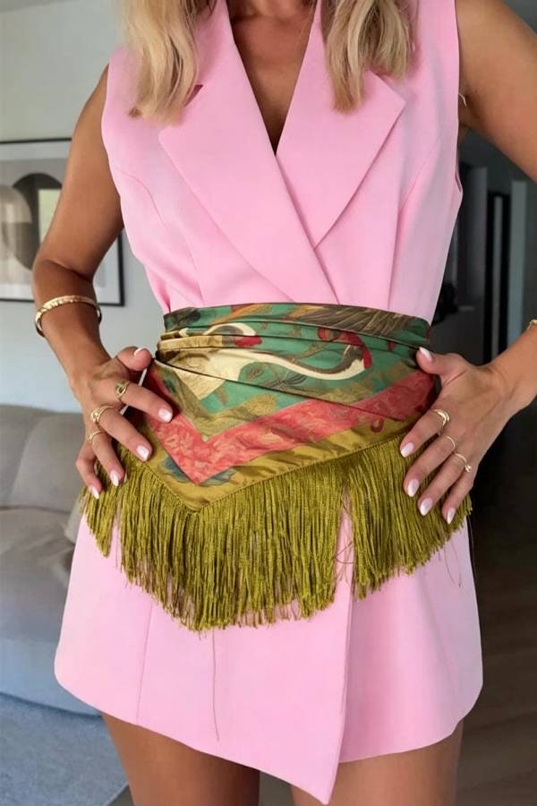 British Retro Diamond Tassel Square Scarf