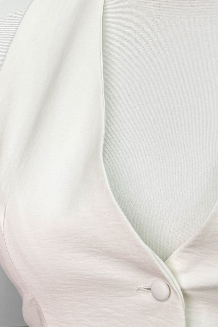 White Two Piece Halter Open Back Fitted Vest Pants Set