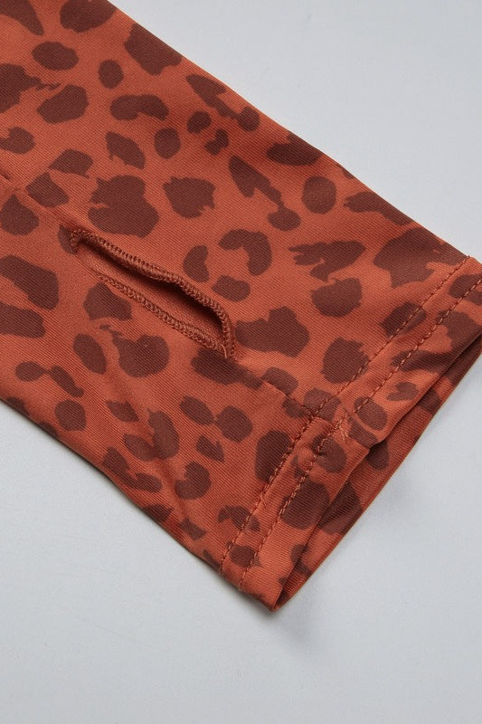 Leopard Print Hoodie Flared Pants Set